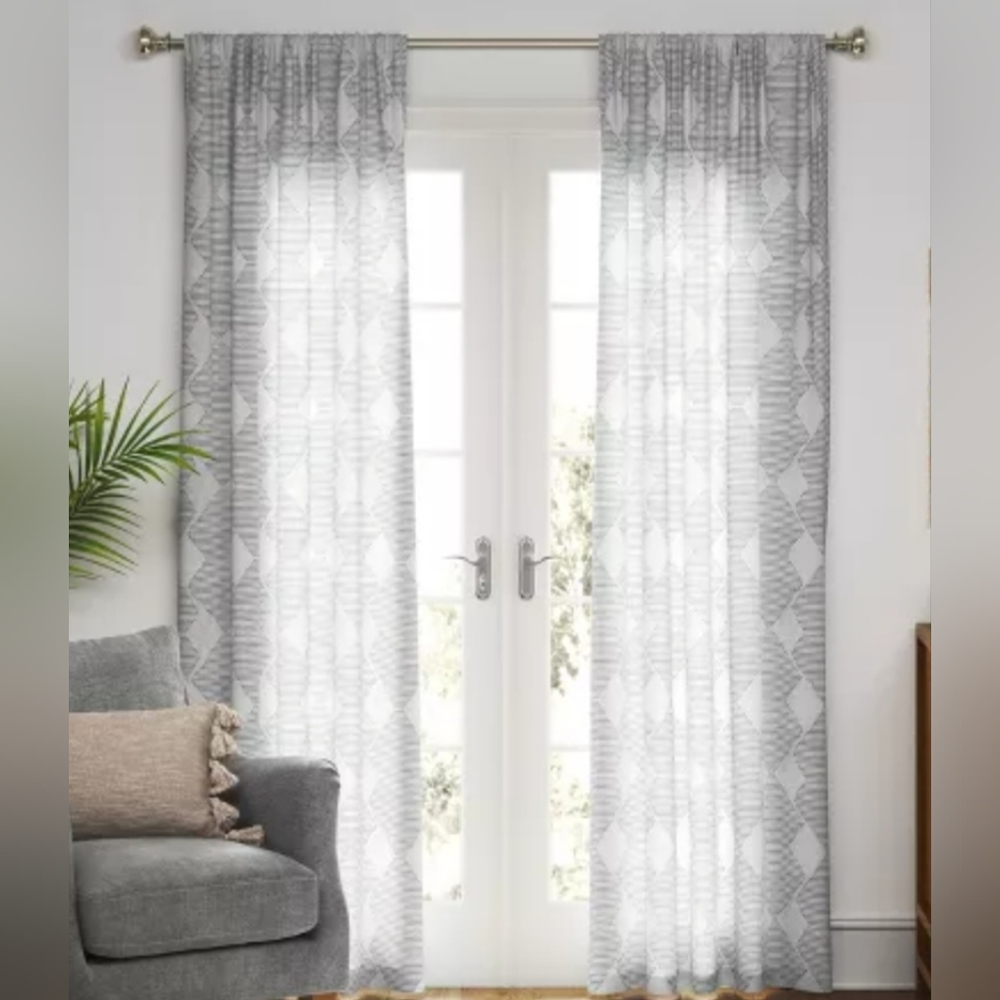 Threshold 54"x84" Sheer Clipped Curtain Panel aradiant Grey.